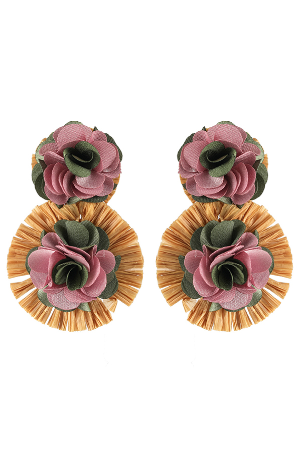 Bohemian Resort Style Fabric Flower Earrings-consonak