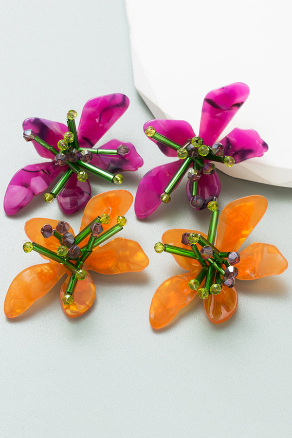 Colorful Acrylic Hand-woven Flower Earrings | Consonak