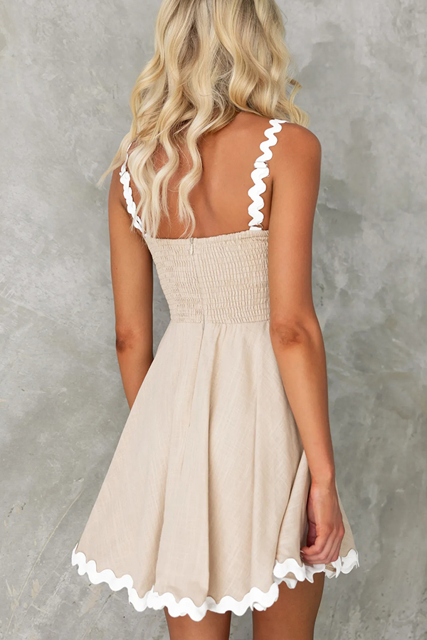 Aimie Solid Color Wavy Lace Sexy Suspender Mini Dress-consonak