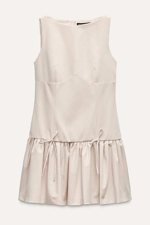 Solid Velvet Bow Embellished Sleeveless Mini Dress-consonak