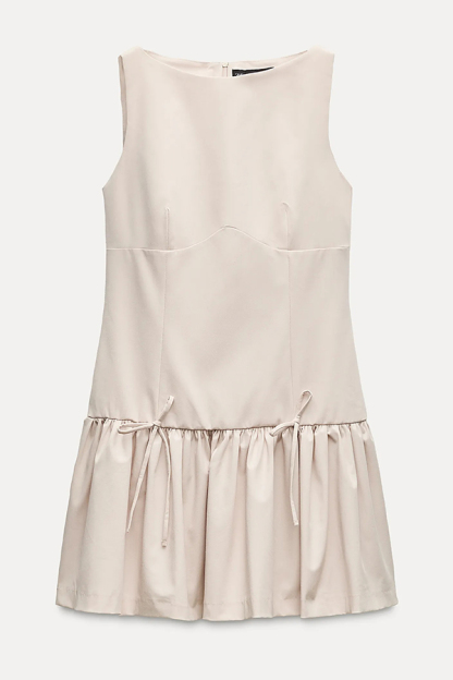 Solid Velvet Bow Embellished Sleeveless Mini Dress-consonak