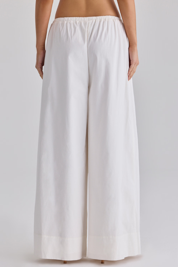Exquisite and casual mid rise pocket wide leg pants