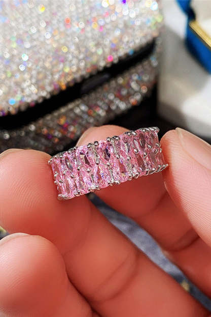 Light Luxury Double Row Drop Zircon Ring-consonak