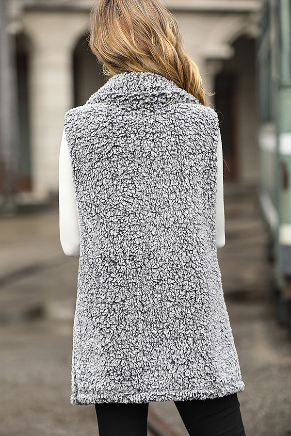 Fashion Lapel Sleeveless Pocket Loose Casual Long Vest Coat-consonak