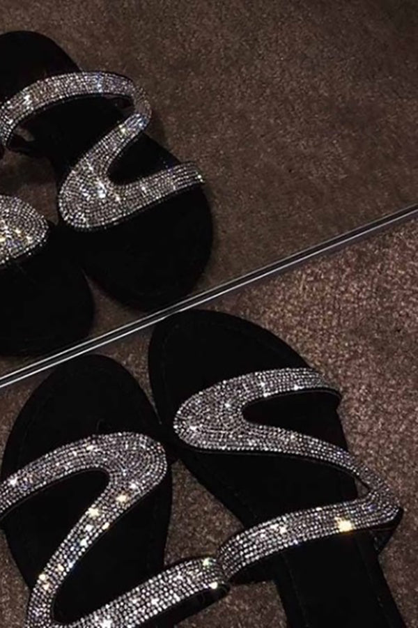 Summer Rhinestone Flat Beach Sandals-Consonak