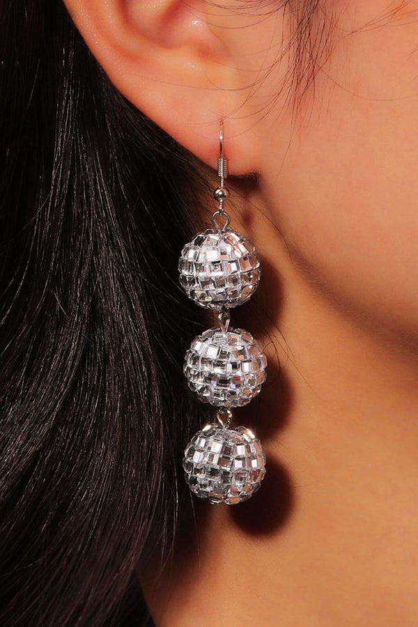 Fashionable Super Sparkly Disco Ball Earrings-consonak
