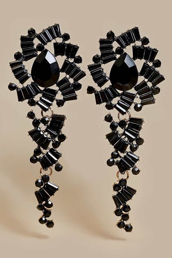 Retro Alloy Acrylic Flower Long Earrings-consonak