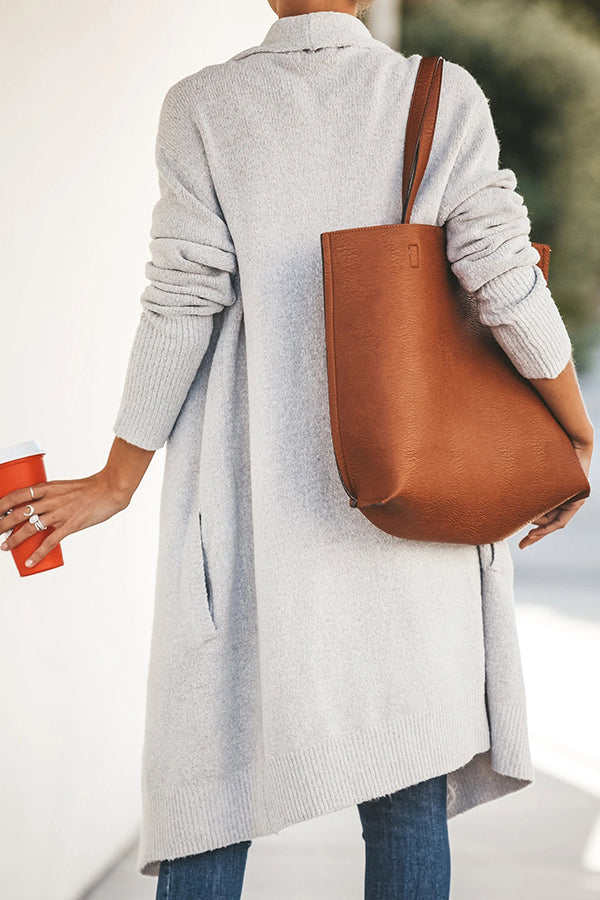 Fireside Pocketed Oversized Drape Neckline Knit Cardigan-consonak