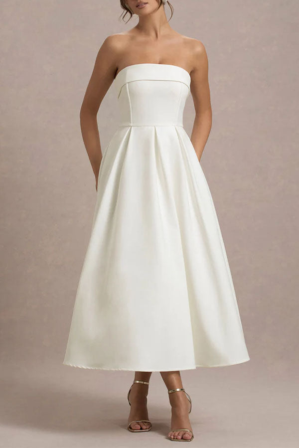 Celine Strapless Midi Dress-Consonak