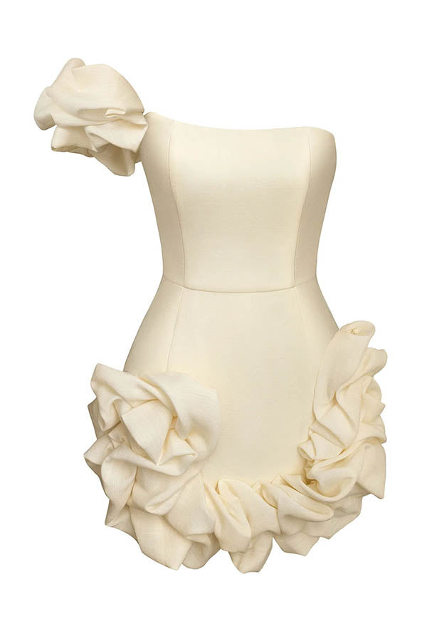 Delightful and Elegant Vibe Off Shoulder Flounce Bottom Mini Dress | Consonak
