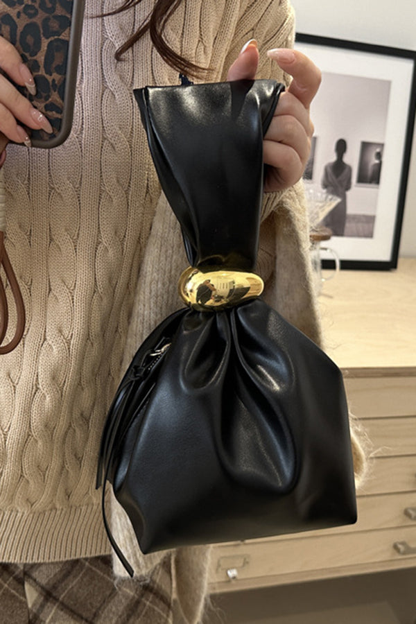 Retro Pleated Simple Bucket Bag-consonak