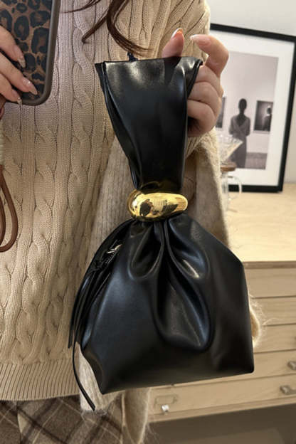 Retro Pleated Simple Bucket Bag-consonak