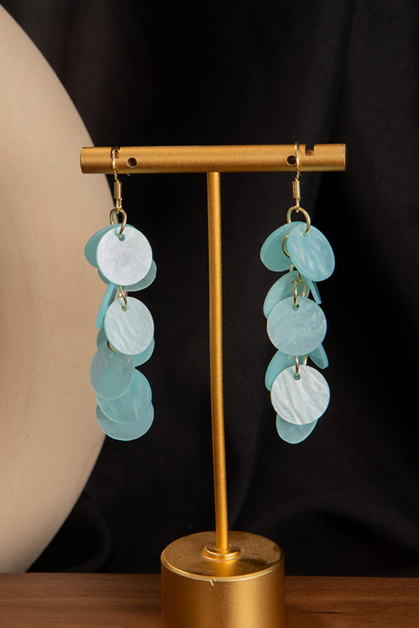 Resort Style Colorful Round Shell Tassel Earrings-consonak