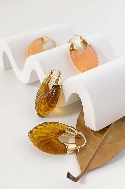 Fashion Candy-colored Glass-feel Striped Small Wing Earrings-consonak