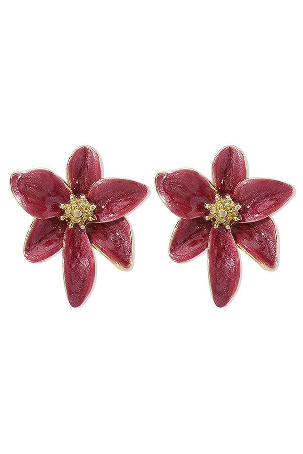 Vintage Colorful Enamel Flower Stud Earrings-consonak