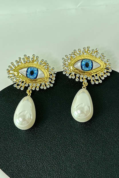 Fashionable Evil Eye Diamond Earrings-consonak