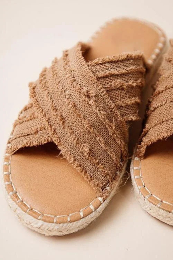 Bohemian Flat Straw Cross-over Fisherman Shoes-consonak