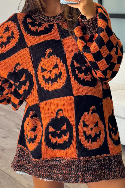 Halloween Casual Loose Crew Neck Sweater-consonak