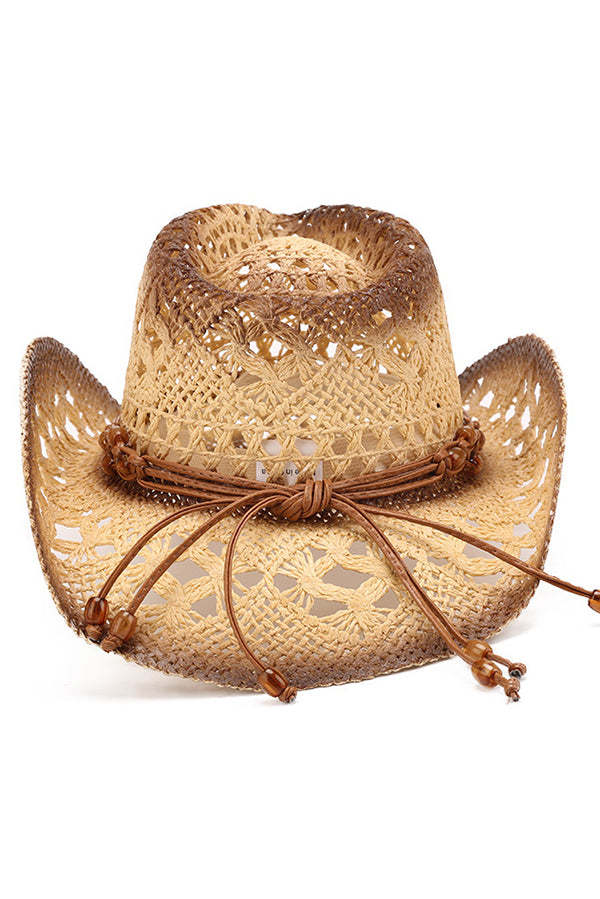 Vintage Western Cowboy Hollow Woven Straw Hat-consonak