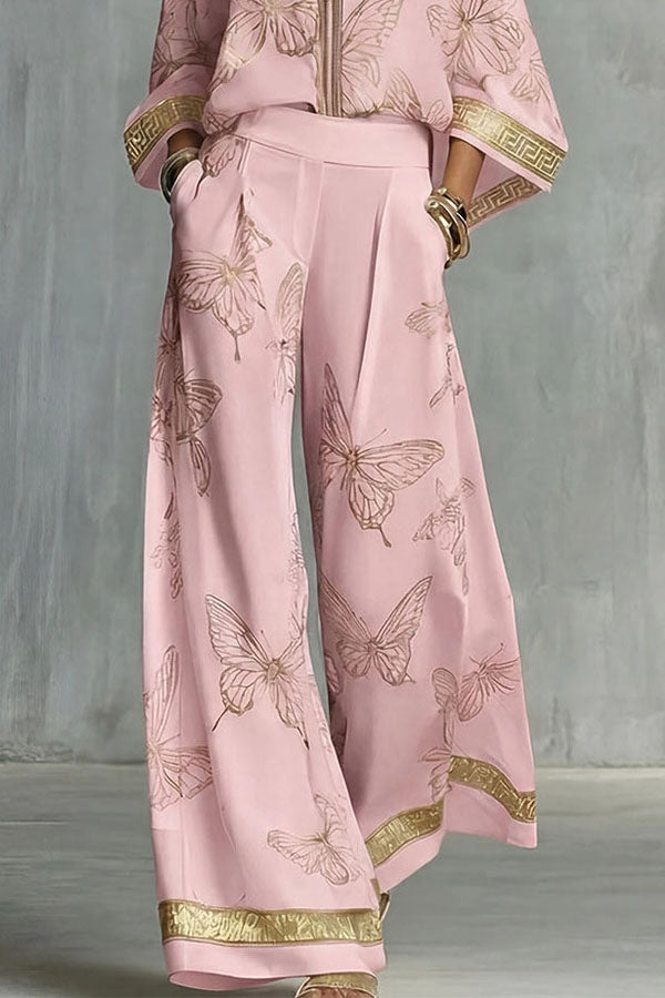 Flowy Butterfly Pattern Two-Piece Set-Consonak