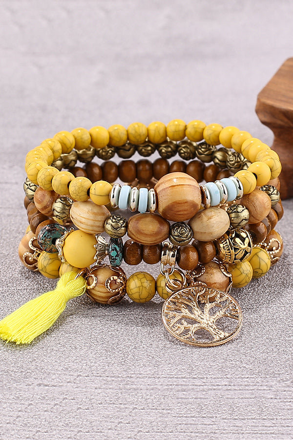 Bohemian Multi-layered Wood Beaded Bracelet-consonak