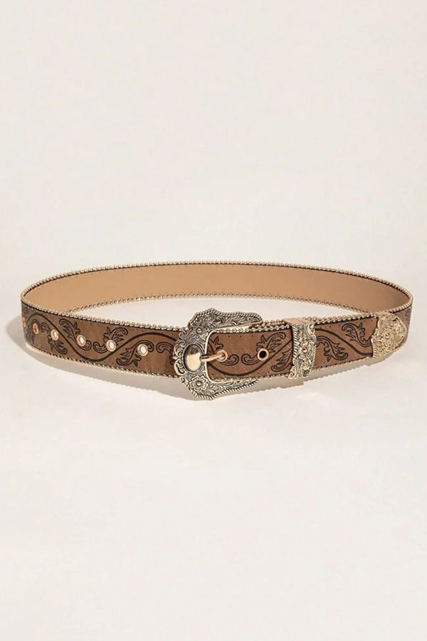 Distressed Embossed Western Vintage Denim Belt | Consonak