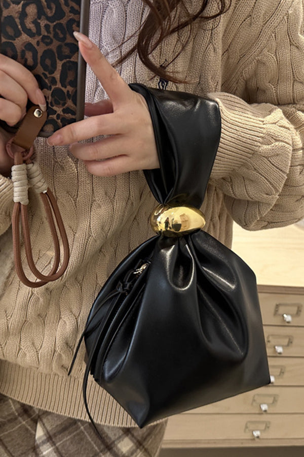 Retro Pleated Simple Bucket Bag-consonak