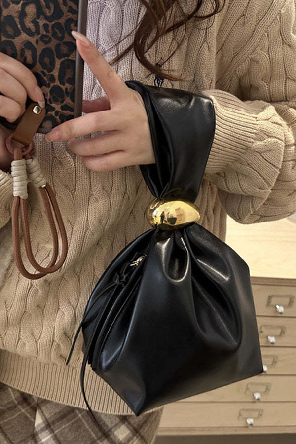 Retro Pleated Simple Bucket Bag-consonak