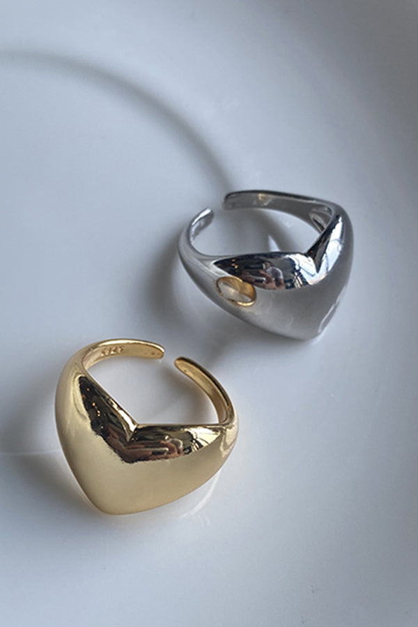 Simple Heart-shaped Metal Texture Ring-consonak