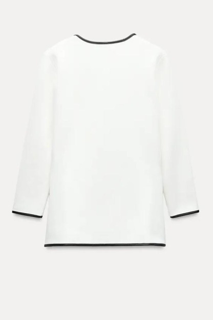 Take My Chances Contrast Trim Gold Button Long Sleeve Loose Jacket-consonak