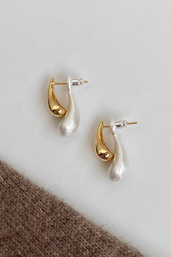 French Versatile Contrast Color Drop Shape Stud Earrings | Consonak
