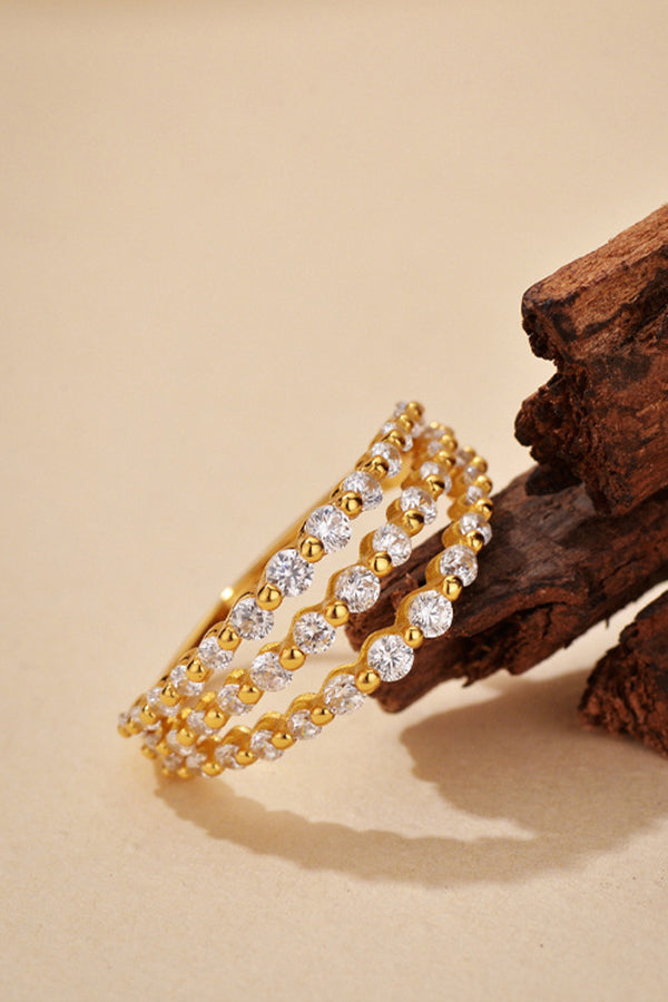 Fashionable Three-layer Micro-paved Zircon Ring-consonak