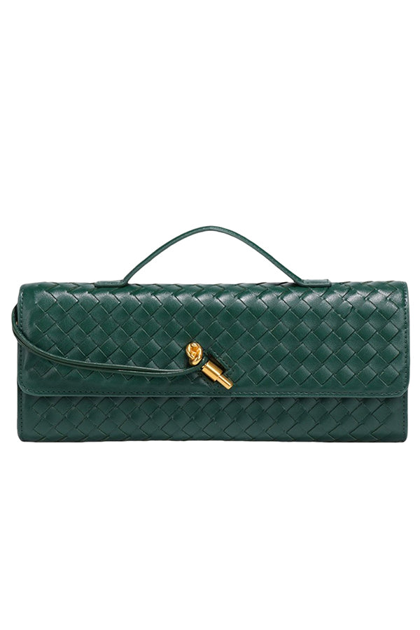 Woven Soft Leather Horizontal Square Accordion Bag | Consonak