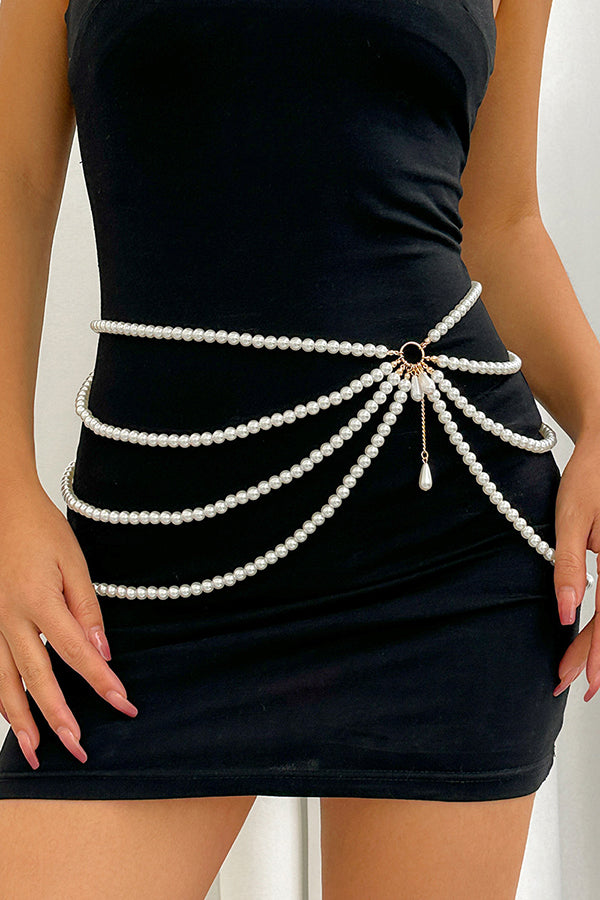 Sexy Holiday Style Faux Pearl Body Necklace-consonak