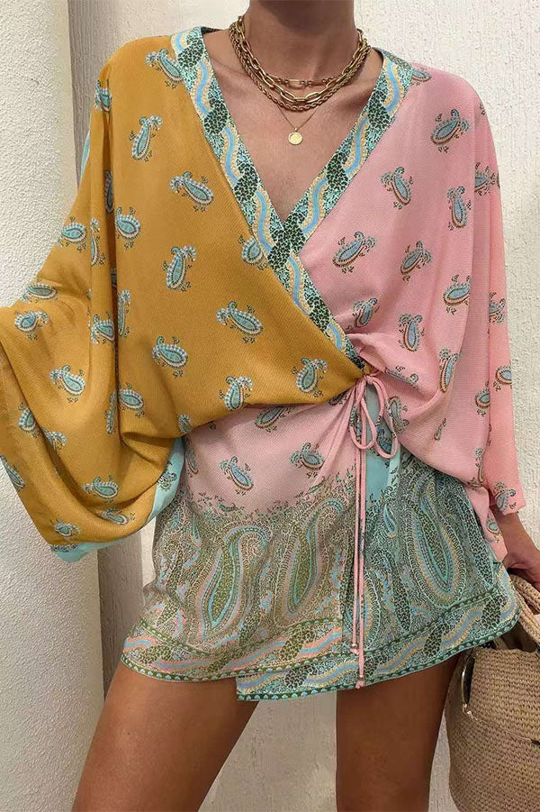 Gypsy Soul Paisley Wrap-Style Mini Beach Tunic & Dress-Consonak