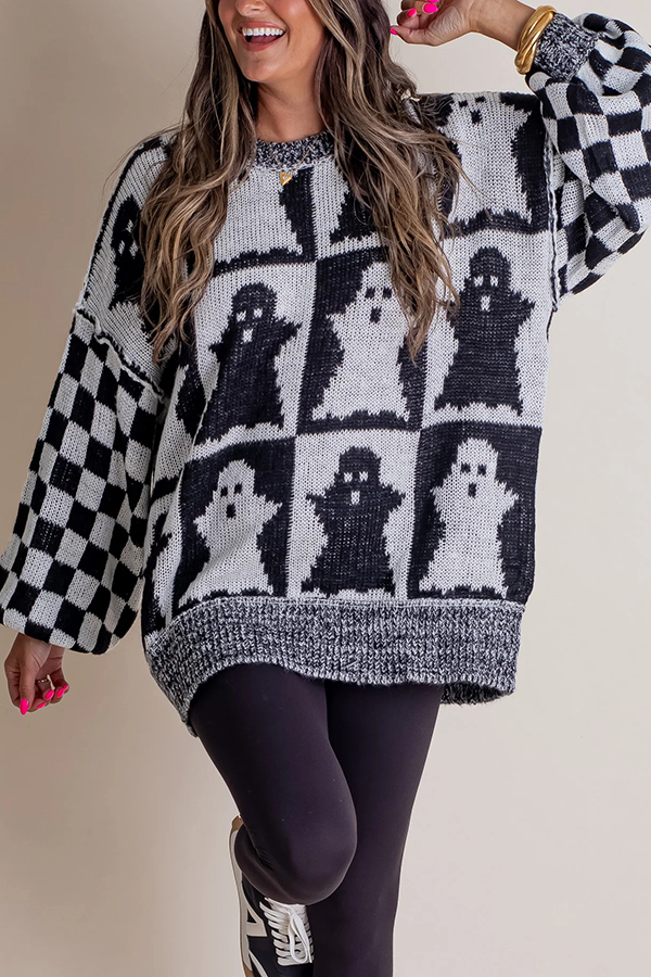 Halloween Casual Loose Crew Neck Sweater-consonak