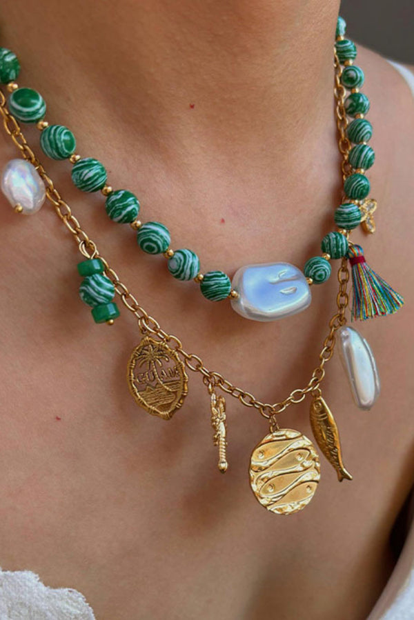 Bohemian Multi-pendant Beaded Necklace-Consonak