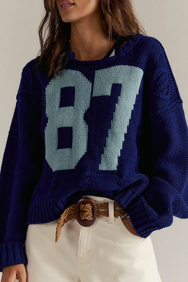 Fashionable Digital Jacquard Loose Long-sleeved Knit Sweater | Consonak