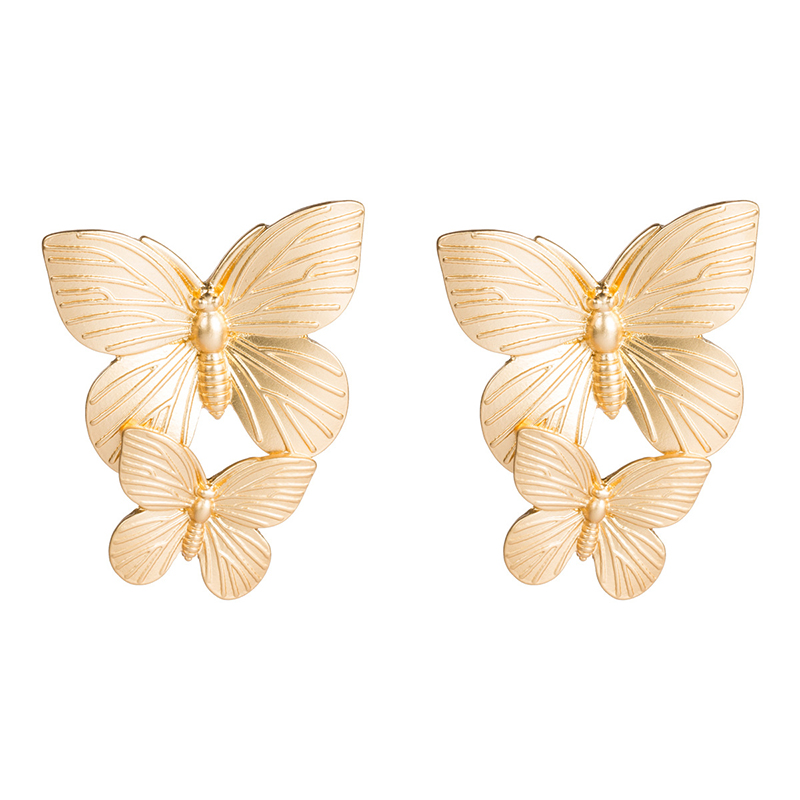 Metallic Two Butterfly Earrings-consonak