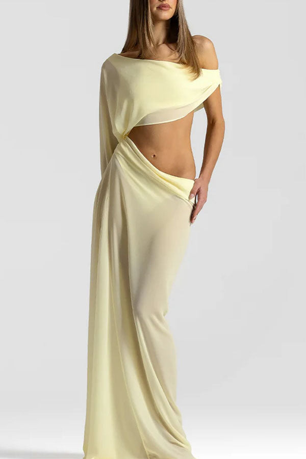 Sculptural Asymmetric Cutout Maxi Dress-Consonak