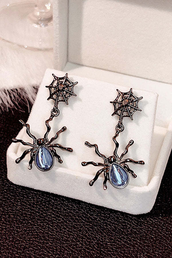 Fashionable Moonstone Dark Spider Earrings-consonak