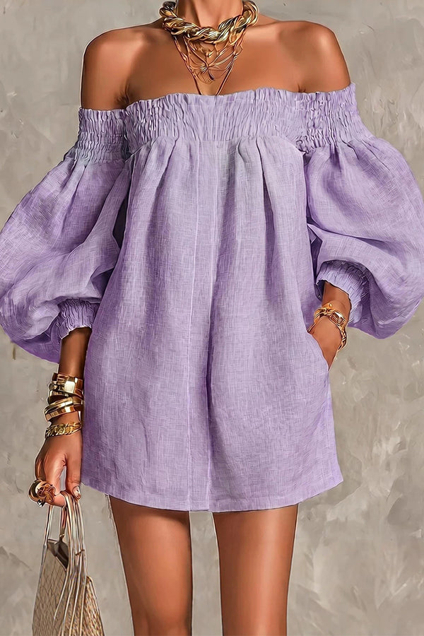 Sienna Lantern Sleeve Off-The-Shoulder Dress-Consonak