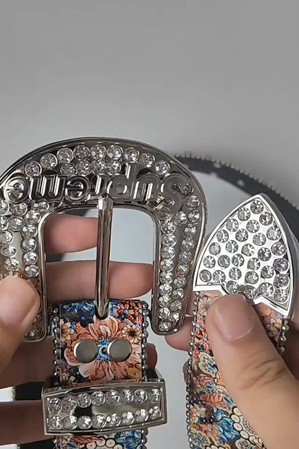 Fashionable Printed Rhinestone Letter-decorated Simple Belt-consonak