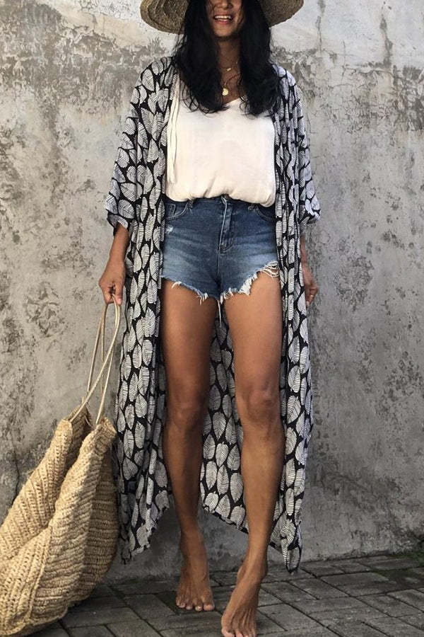 Hidden Island Boho Printed Kimono Beach Cover-up-consonak
