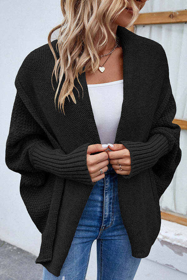 Solid Color Dolman Sleeve Elegant Knitted Cardigan-consonak