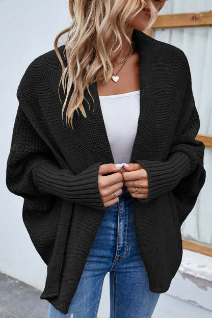 Solid Color Dolman Sleeve Elegant Knitted Cardigan-consonak