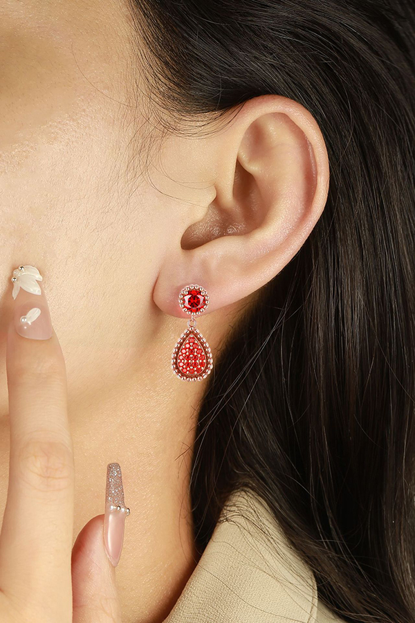 Sterling Silver Drop Tassel Rose Gold Stud Earrings-consonak