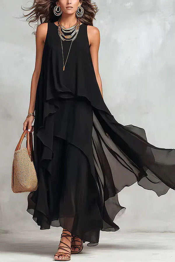 Ethereal Layered Ruffle Maxi Dress-Consonak