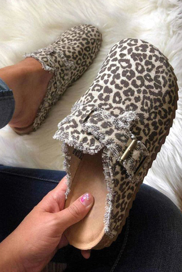 Fashionable Printed Raw Edge Flat Casual Shoes-consonak