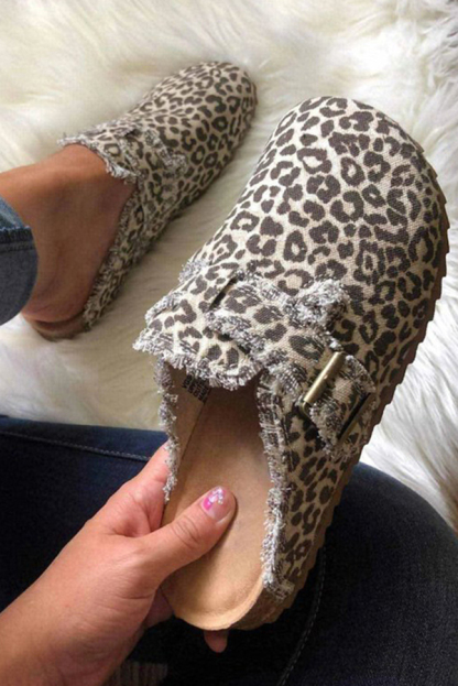 Fashionable Printed Raw Edge Flat Casual Shoes-consonak